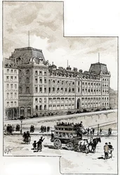 Utsikt over politiavdelingen på quai des golfevres, Paris Tegning av Gustave Fraipont (1849-1923) fra Saint-Juirs