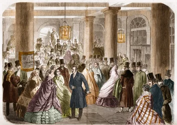 Det italienske teateret (Salle Ventadour) ble utgitt i Paris i 1858. Tegning av Gustave Janet, gravering av Jahyer.
