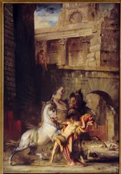 Diomede Devore by His Horses Maleri av Gustave Moreau (1826-1898) 1865 Søn. 1,38x0,84 m Rouen, Musee des Beaux Arts