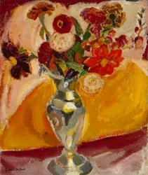 Vase med blomster (olje på lerret)
