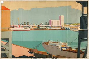 Laster appelsinene i Cape Town, fra serien 'Summer's Oranges from South Africa' (farge litho)