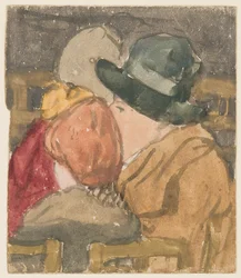 Figurer i kirken (akvarell på papir)