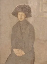 Ung kvinne med en stor hatt, ca. 1917-25
