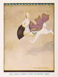 The White Rabbit kom skyndende tilbake, Barnehagen Alice i Eventyrland / gjenfortalt for barnehagen av Irene Pearl ; bildene av Gwynedd Hudson