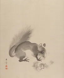 Ekorn spiser kastanjer, 1887-92.
