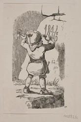 En nisse hugger ut året 1846 i en stein