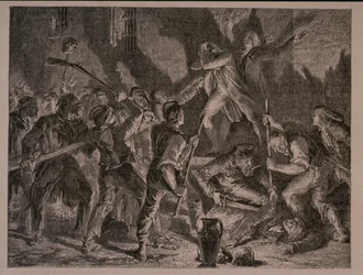 Massakren i fengslene i september 1792, gravert av Jean-Baptiste Charles Carbonneau (f.1815)