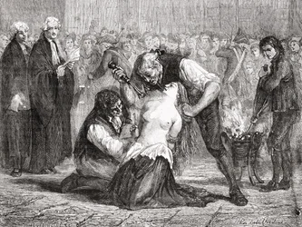 Torturen av Madame de la Motte, gravert av Meyer-Heine, fra 