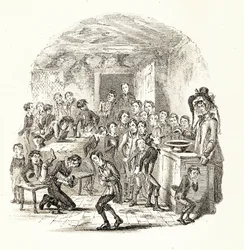 Fru Squeers, fra «Nicholas Nickelby» av Charles Dickens, ca. 1838–39 (trykk)