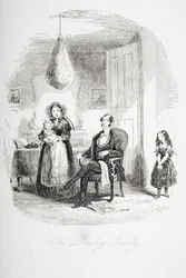 The Dombey Family, illustrasjon fra Dombey and Son av Charles Dickens (1812-70) først utgitt 1848
