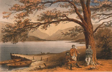 The Lake of the Pleasant Retreat. Llyn Mwyngyl, fra Tal-y-Llyn, 1800-tallet.