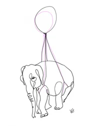 Elefant med rosa ballong