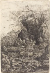 Landskap med vannmølle