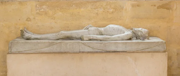 Kristus ved graven, kopi av H.Holbein. langs kysten av kapellet til Invalides (1670), Paris (fotografi)