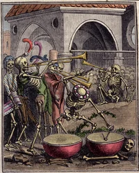 Gravering av en "Dances macabre" av Hans Holbein den unge (1497-1543).