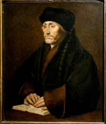 Portrett av Didier Erasme (Erasmus av Rotterdam) (1469 - 1536), nederlandsk humanist. Maleri etter originalen av Holbein Hans den unge (1497-1543) Galleria Sabauda Torino ©Luisa Ricciarini/Leemage