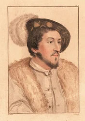 Portrett av en ukjent mann, hoff til kong Henry VIII, ca. 1532. ,1812 (gravering)