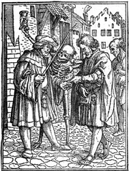Den falske døden til Hans Holbein den yngre (1497-1543): advokaten (gravering)