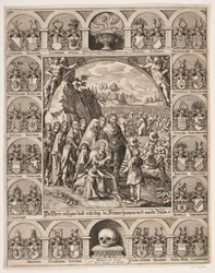 Kristus mater de 5000. Omgitt av Jørgen Vinds skjold