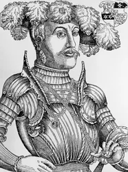 Portrett av Philip I, Landgrave of Hessen, kjent som Magnanimous (1504-1567), gravering av Hans Brosamer (1495-1554)