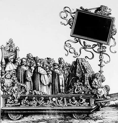 En scene fra Maximilans triumfprosesjon, ca. 1516-18