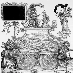 Scene fra Maximilians triumftog, ca. 1516-18 (tresnitt) (s/hvitt-bilde)