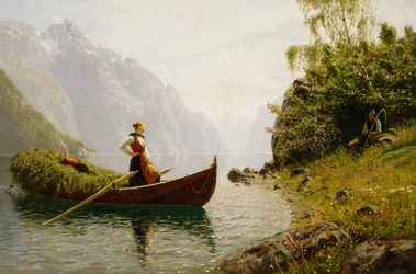 Kvinne og mann i fjordlandskap