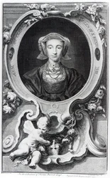 Anne av Cleves, gravert av Jacobus Houbraken, 1740