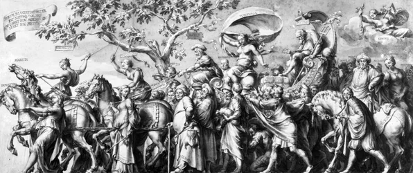 The Triumph of Riches, tegnet av Jan de Bisschop, ca. 1650 (penn, blekk og vask på papir)