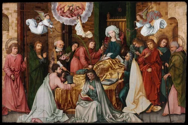 Dormition de la Vierge Marie - The Dormition of the Virgin - Holbein, Hans, the Elder (1465-1524) - 1492 - Olje på tre - 150x 228,5 - Szepmuveszeti Muzeum, Budapest
