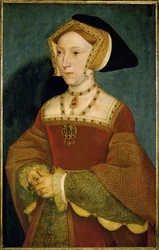 Jane Seymour, dronning av England, tredje kone til Henrik VIII (olje på eik)