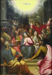 The Descent of the Holy Spirit, 1594-95 (olje på kobber)