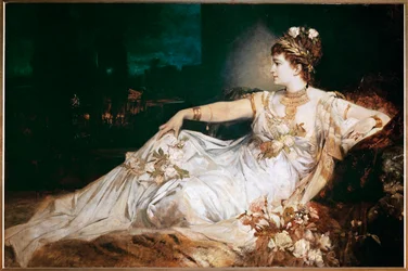 Skuespillerinne Charlotte Wolter som Messalina (olje på lerret)