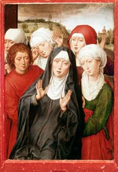 Diptych of Granada: "De fromme kvinner og St John evangelist" Maleri av Hans Memling (1435/40-1494) 1400-tallet Dim 51x36,5 cm Granada, Kongelig kapell