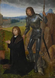 Panel fra en diptyk: Sankt Georg med donor (yttersiden adskilt; se inv. nr. 1401)