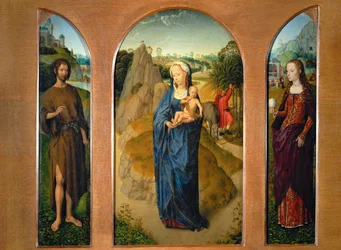 Triptykon med Madonnaen og barnet under …