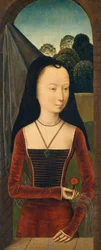 Ung kvinne med rosa, ca. 1485-90.