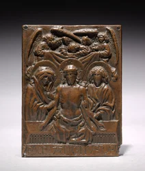 Den døde Kristus støttet av jomfru Maria og Johannes, 1427-1467.