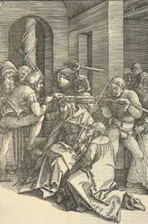 Kristus kronet med torner, fra Mirror of the passion of our Lord Jesus Christ, 1507.