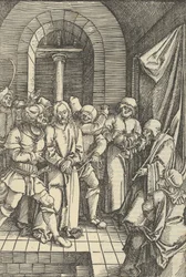 Kristus før Annas, fra speilet av lidenskapen til vår Herre Jesus Kristus, 1507.