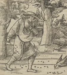 The Birds Eating the Seeds of the Sower, fra Hymmelwagen auff dem, wer wol Leben..., 1517.