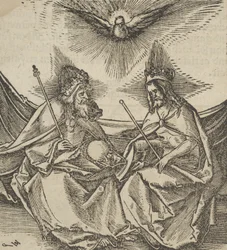 Den hellige treenighet, fra Hymmelwagen om hvem som lever godt..., 1517.