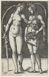 Judith med sjef for Holofernes og tjenestepike Judith (tittel på objekt)