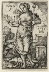 Moon, plate syv fra The Seven Planets with the Zodiacs