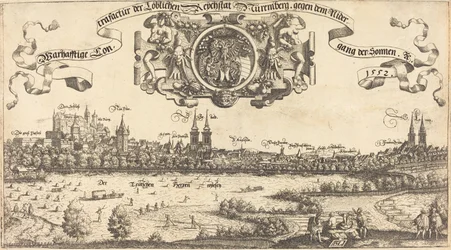 Utsikt over Nürnberg fra vest [senterseksjon], 1552.