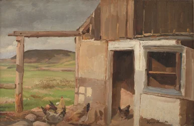 Hus med hønsegård