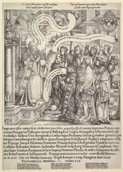 Maximilian presentert av sine skytshelgener til den allmektige, 1519.