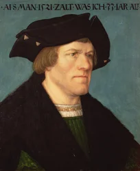 Portrett av en glattbarbert mann, 1521 (panel)