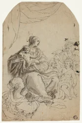 Madonna og barnet med helgenene Elizabeth, John og Anne