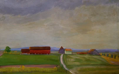 Åkerlandskap med gård